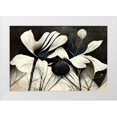 B063 Flowers Black White White Modern Wood Framed Art Print by Heere, Ray