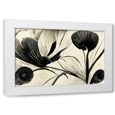 B065 Flowers Black White White Modern Wood Framed Art Print by Heere, Ray