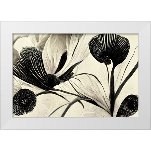 B065 Flowers Black White White Modern Wood Framed Art Print by Heere, Ray