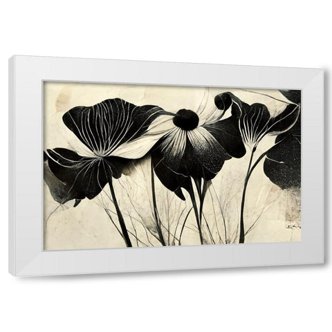 B066 Flowers Black White White Modern Wood Framed Art Print by Heere, Ray