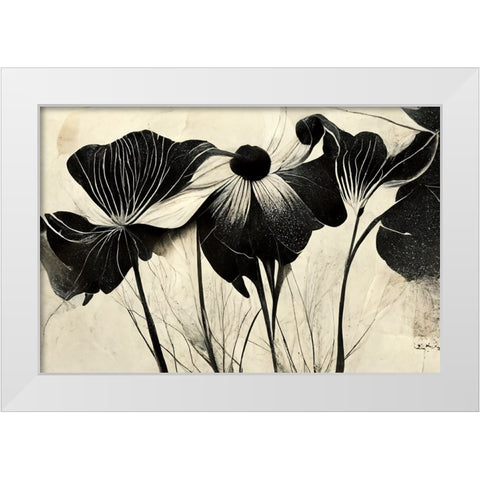 B066 Flowers Black White White Modern Wood Framed Art Print by Heere, Ray