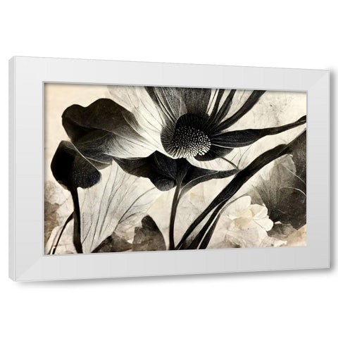 B067 Flowers Black White White Modern Wood Framed Art Print by Heere, Ray