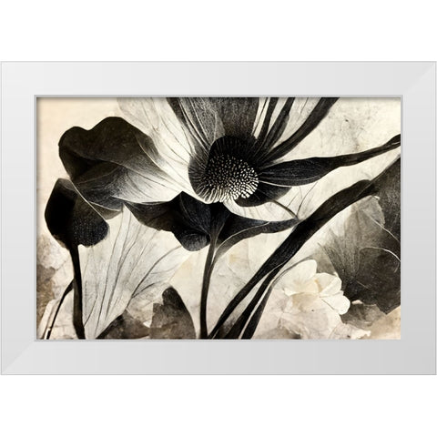 B067 Flowers Black White White Modern Wood Framed Art Print by Heere, Ray