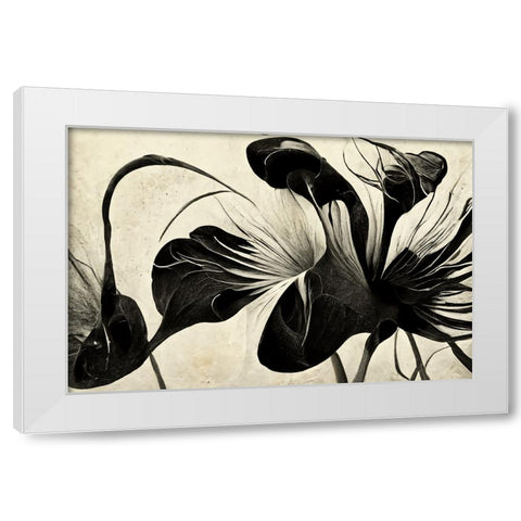 B068 Flowers Black White White Modern Wood Framed Art Print by Heere, Ray