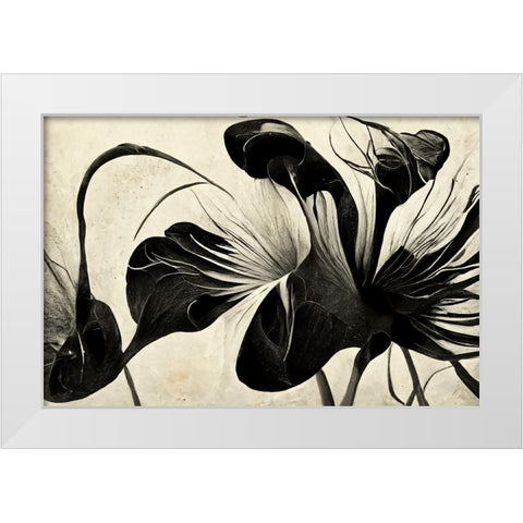 B068 Flowers Black White White Modern Wood Framed Art Print by Heere, Ray