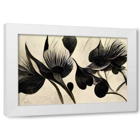 B069 Flowers Black White White Modern Wood Framed Art Print by Heere, Ray