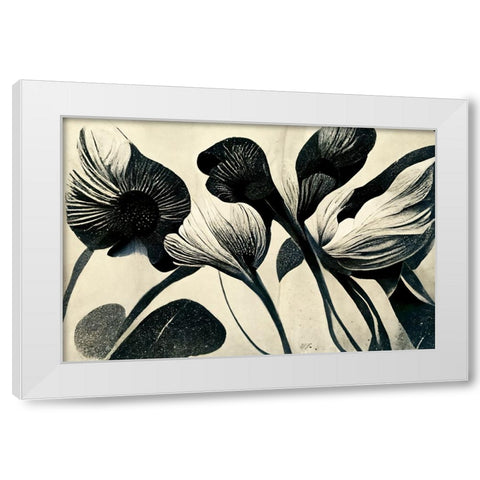 B071 Flowers Black White White Modern Wood Framed Art Print by Heere, Ray