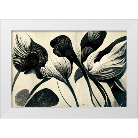 B071 Flowers Black White White Modern Wood Framed Art Print by Heere, Ray