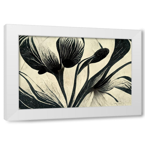 B072 Flowers Black White White Modern Wood Framed Art Print by Heere, Ray
