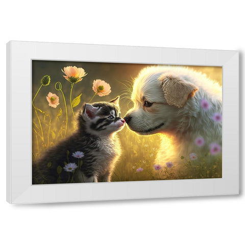 Cats And Dogs 2 White Modern Wood Framed Art Print by Heere, Ray