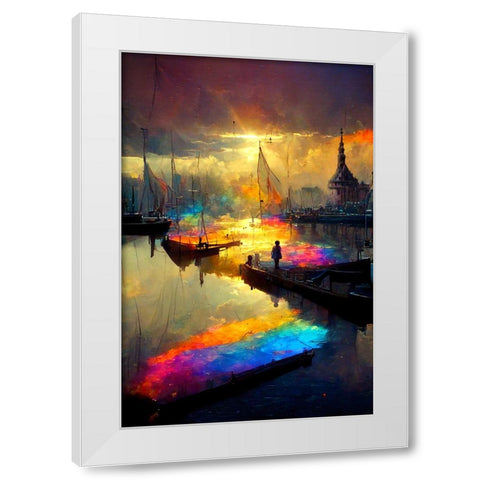 Dutch Cityview Harbour Of Hoorn 1 White Modern Wood Framed Art Print by Heere, Ray