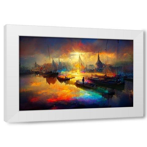 Dutch Cityview Harbour Of Hoorn 2 White Modern Wood Framed Art Print by Heere, Ray