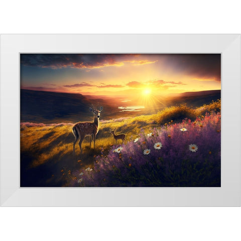 Woodland Animals 4 White Modern Wood Framed Art Print by Heere, Ray