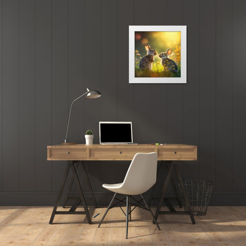 Woodland Animals 34 White Modern Wood Framed Art Print by Heere, Ray