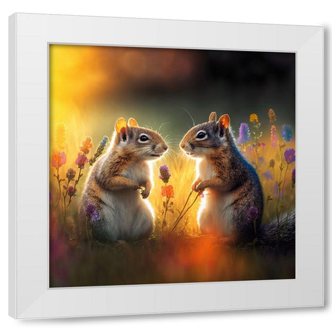 Woodland Animals 40 White Modern Wood Framed Art Print by Heere, Ray