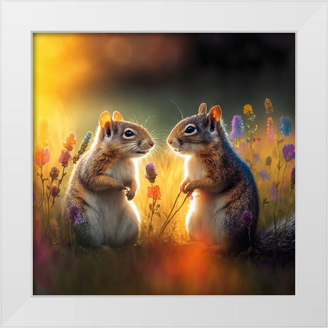 Woodland Animals 40 White Modern Wood Framed Art Print by Heere, Ray