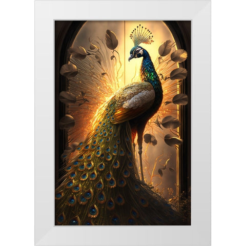 Proud Peacocks 1 White Modern Wood Framed Art Print by Heere, Ray