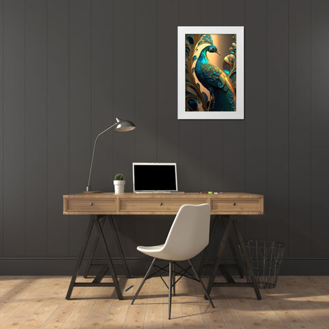 Proud Peacocks 2 White Modern Wood Framed Art Print by Heere, Ray