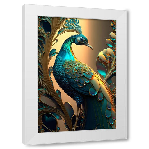 Proud Peacocks 2 White Modern Wood Framed Art Print by Heere, Ray