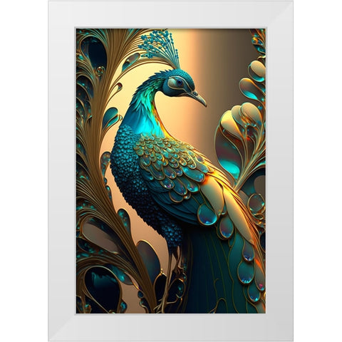 Proud Peacocks 2 White Modern Wood Framed Art Print by Heere, Ray