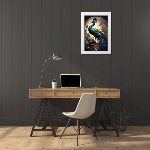 Proud Peacocks 3 White Modern Wood Framed Art Print by Heere, Ray