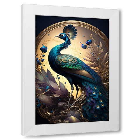 Proud Peacocks 3 White Modern Wood Framed Art Print by Heere, Ray