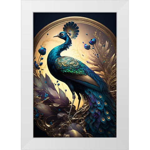 Proud Peacocks 3 White Modern Wood Framed Art Print by Heere, Ray