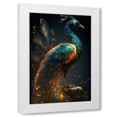 Proud Peacocks 4 White Modern Wood Framed Art Print by Heere, Ray