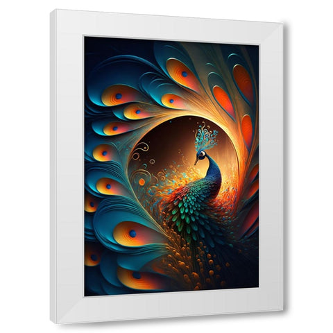 Proud Peacocks 5 White Modern Wood Framed Art Print by Heere, Ray