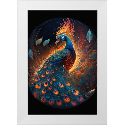Proud Peacocks 6 White Modern Wood Framed Art Print by Heere, Ray