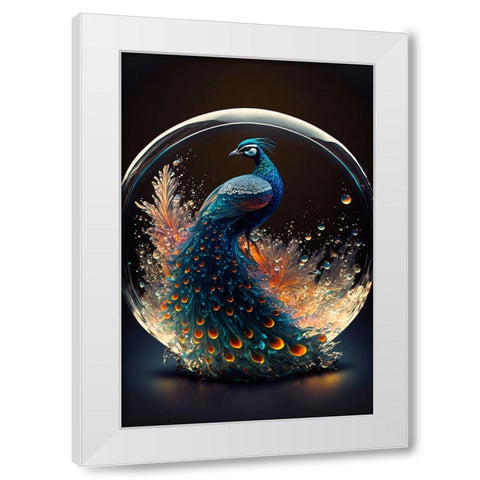 Proud Peacocks 7 White Modern Wood Framed Art Print by Heere, Ray