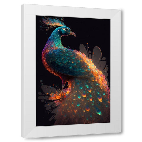 Proud Peacocks 8 White Modern Wood Framed Art Print by Heere, Ray