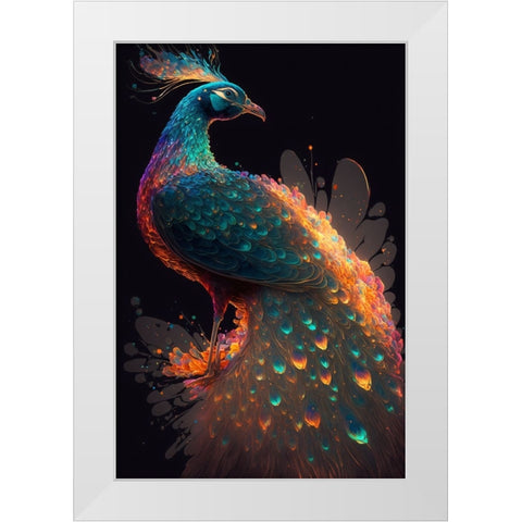 Proud Peacocks 8 White Modern Wood Framed Art Print by Heere, Ray