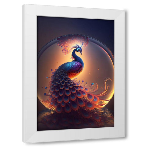 Proud Peacocks 9 White Modern Wood Framed Art Print by Heere, Ray