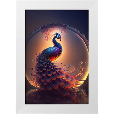 Proud Peacocks 9 White Modern Wood Framed Art Print by Heere, Ray