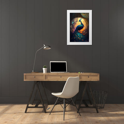 Proud Peacocks 10 White Modern Wood Framed Art Print by Heere, Ray