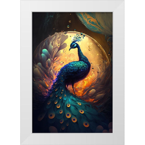 Proud Peacocks 10 White Modern Wood Framed Art Print by Heere, Ray