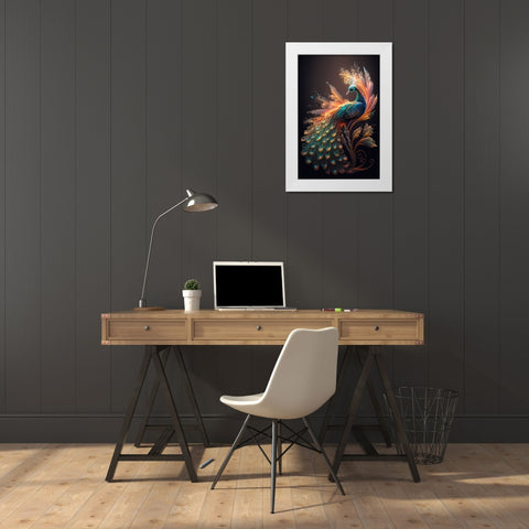 Proud Peacocks 13 White Modern Wood Framed Art Print by Heere, Ray