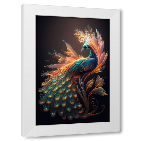 Proud Peacocks 13 White Modern Wood Framed Art Print by Heere, Ray