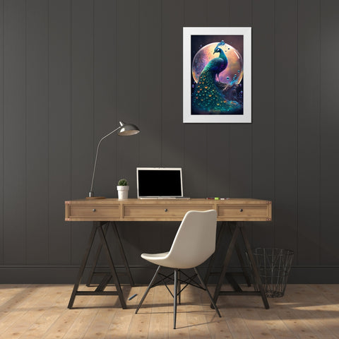 Proud Peacocks 14 White Modern Wood Framed Art Print by Heere, Ray