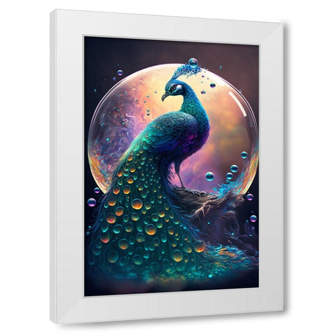 Proud Peacocks 14 White Modern Wood Framed Art Print by Heere, Ray