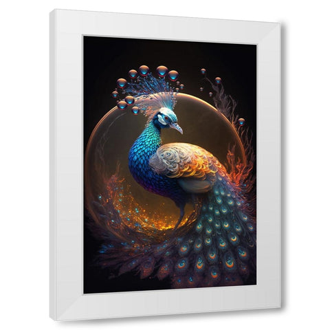 Proud Peacocks 16 White Modern Wood Framed Art Print by Heere, Ray
