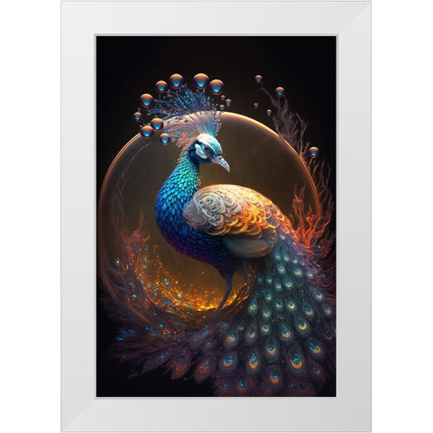 Proud Peacocks 16 White Modern Wood Framed Art Print by Heere, Ray