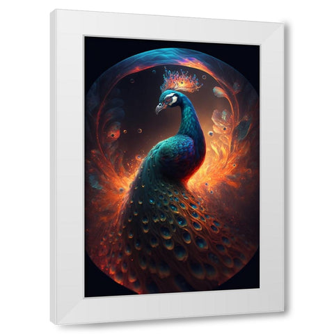 Proud Peacocks 17 White Modern Wood Framed Art Print by Heere, Ray