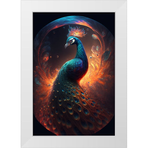 Proud Peacocks 17 White Modern Wood Framed Art Print by Heere, Ray