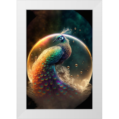 Proud Peacocks 21 White Modern Wood Framed Art Print by Heere, Ray