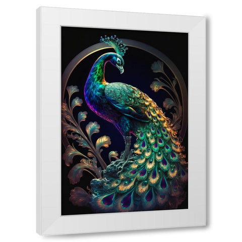Proud Peacocks 22 White Modern Wood Framed Art Print by Heere, Ray