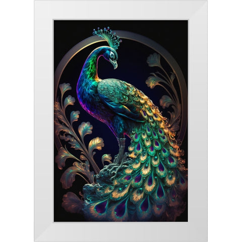 Proud Peacocks 22 White Modern Wood Framed Art Print by Heere, Ray