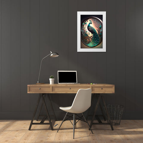 Proud Peacocks 30 White Modern Wood Framed Art Print by Heere, Ray