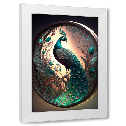 Proud Peacocks 30 White Modern Wood Framed Art Print by Heere, Ray